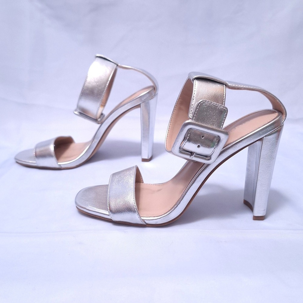 Bcbgeneration Winoni Silver Metallic Block Heel S… - image 6
